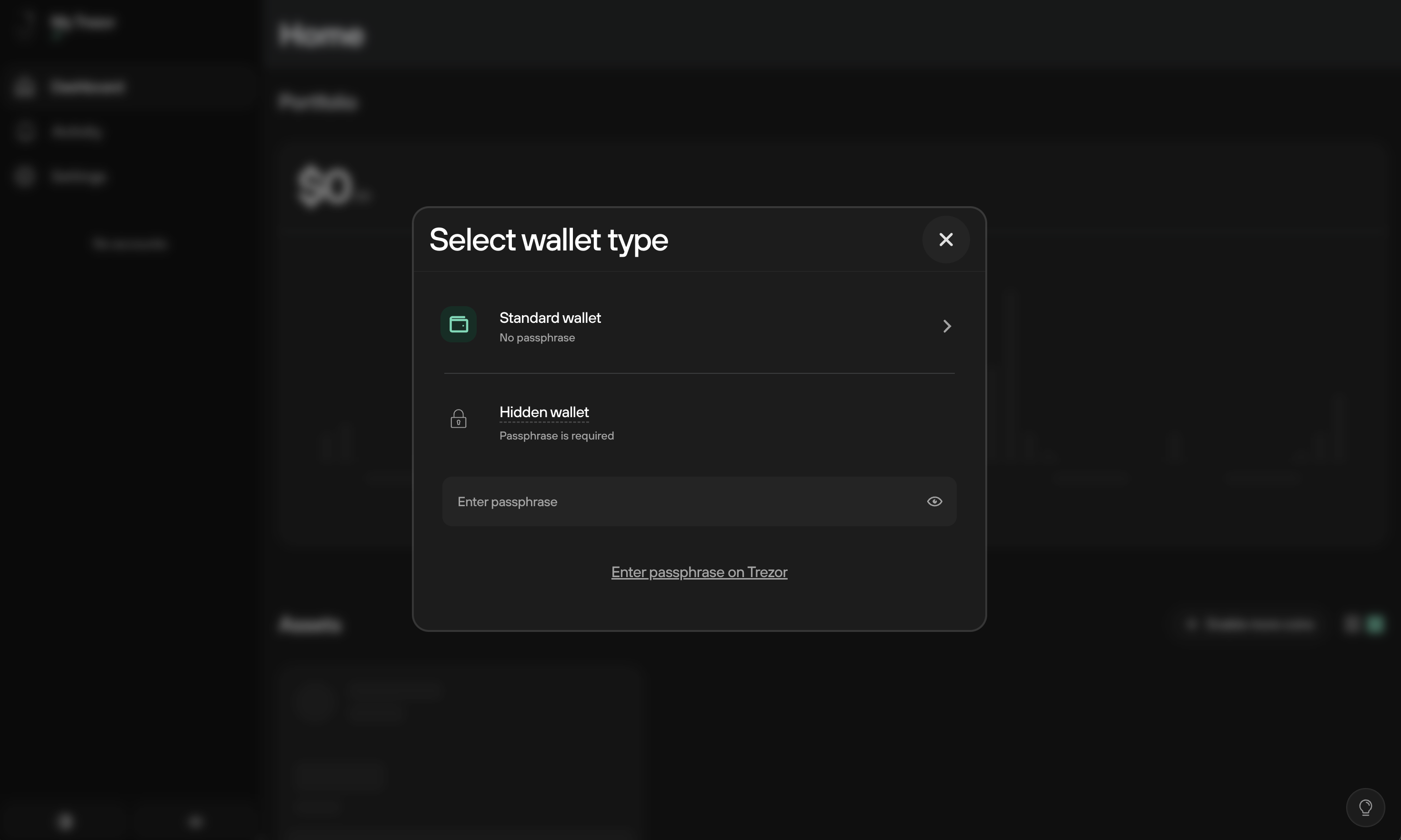 Passphrases and hidden wallets on Trezor hardware wallets